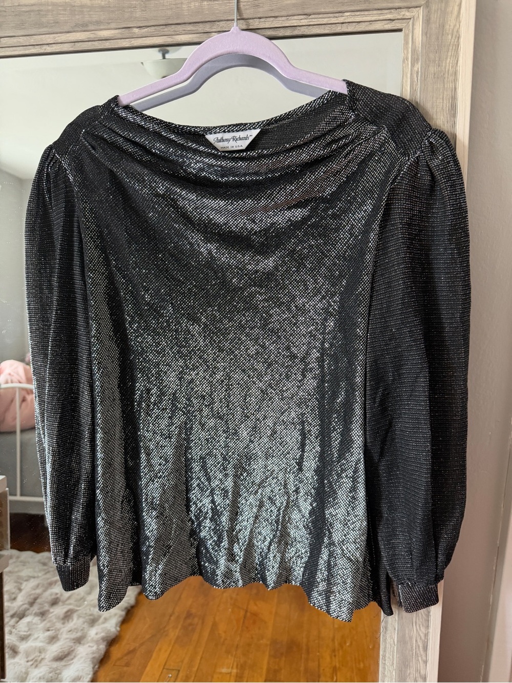 Anthony Richards Metallic Black Silver Knit Top